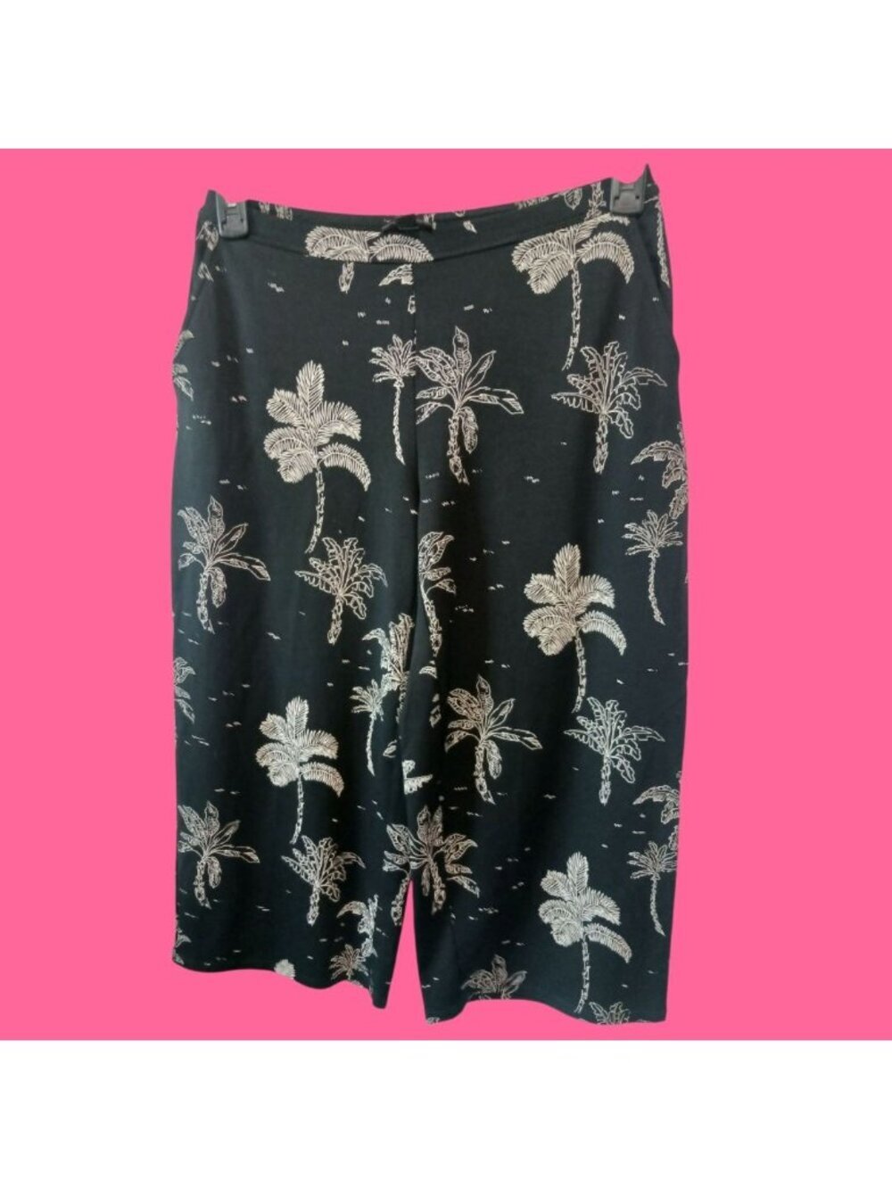 J. Jill Womens  Palm Print Pull-On Cropped Pants blk/wht PSmall